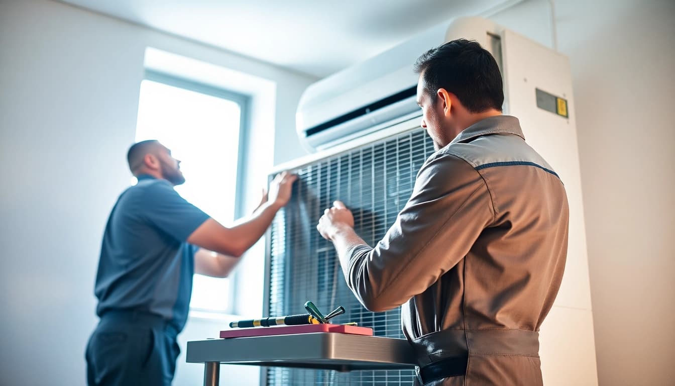 Technician performing Air Conditioning Repair Tampa in a bright atmosphere.