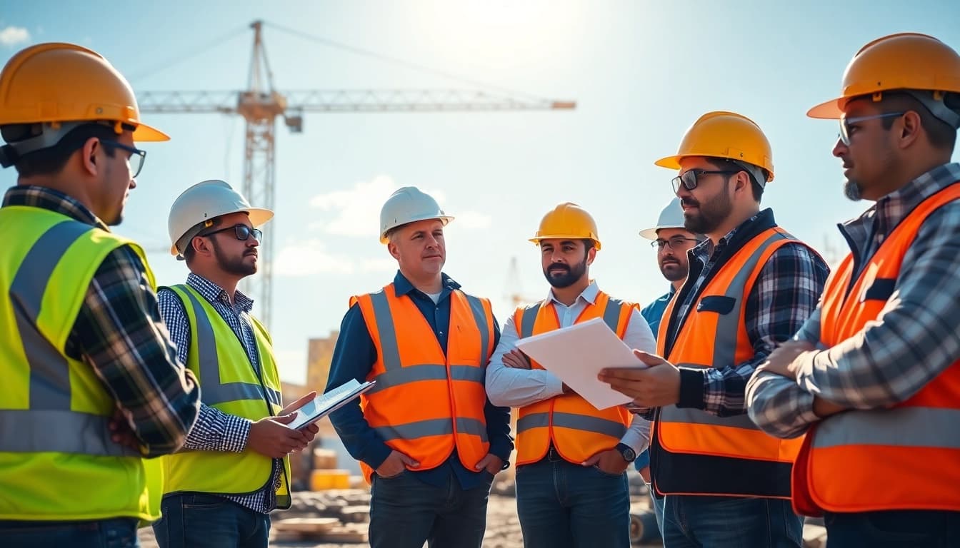Engage in construction site safety training with professionals demonstrating best practices.