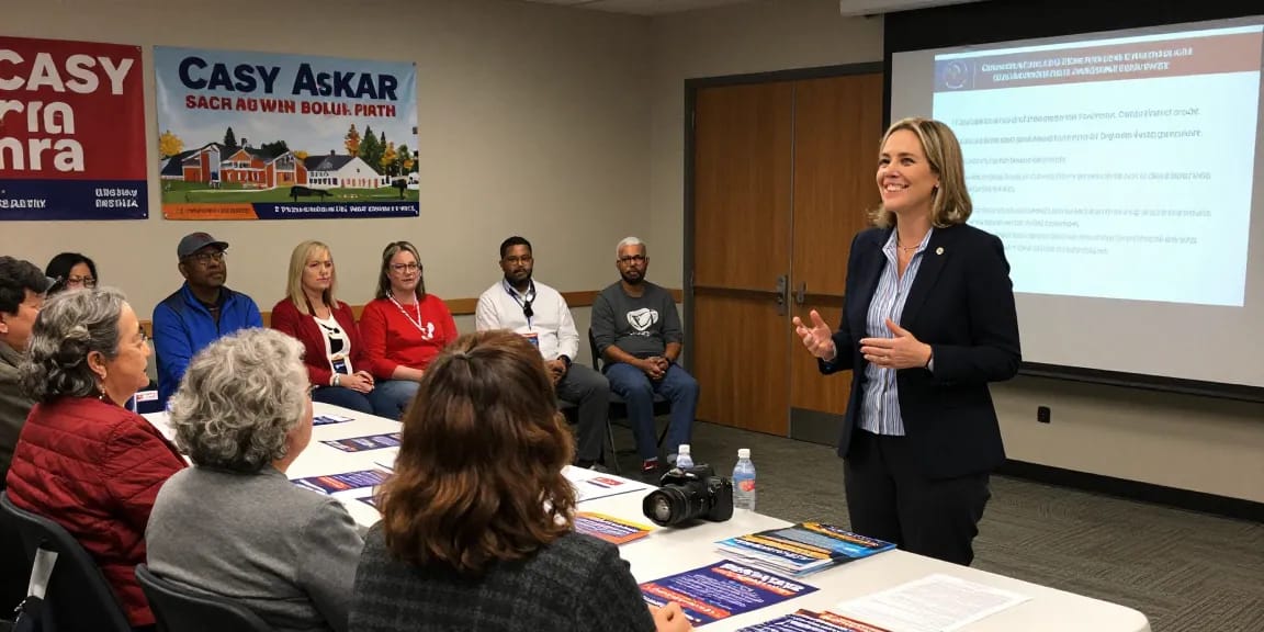Engaged voters at a community forum discussing Casey Askar's controversies with Belinda Keiser.