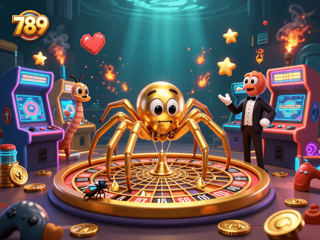 Experience the excitement of 789 betting as a golden spider spins a roulette web!