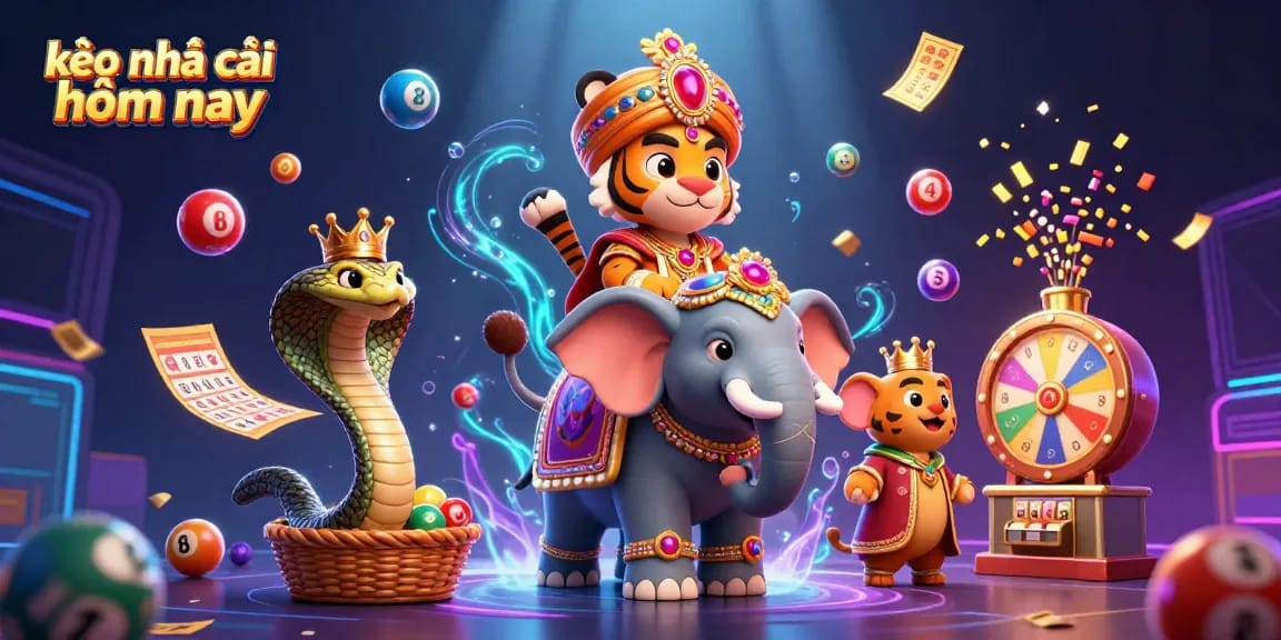 Engage with kèo nhà cái hôm nay through an exciting scene of winning lottery elements and vibrant characters.