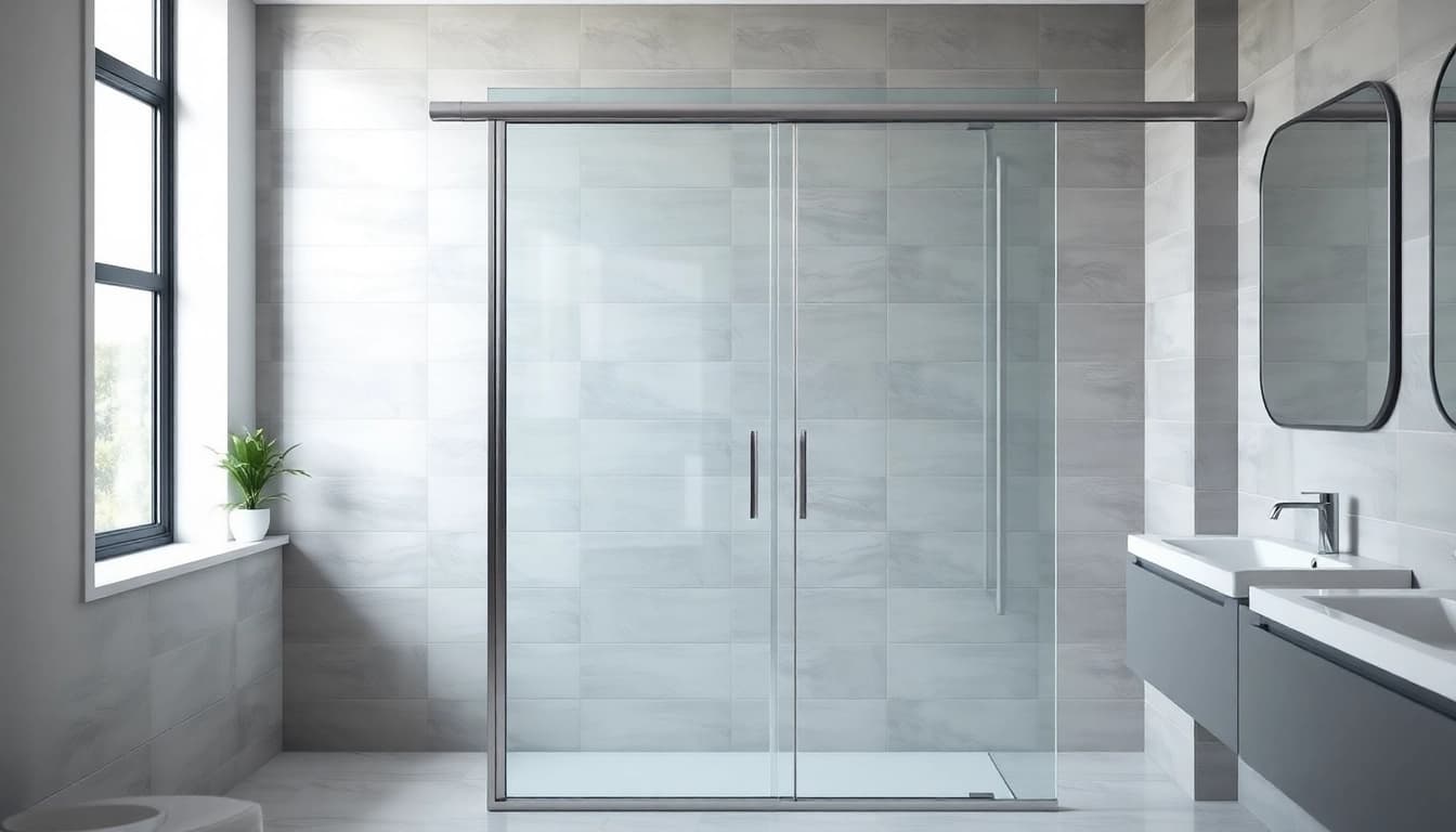 Stylish shower doors sliding showcasing modern design and clear glass in an elegant bathroom.