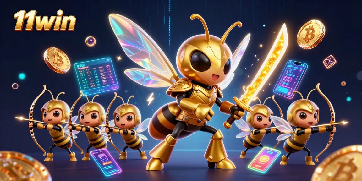 Experience the thrill of winning at 11win with our vibrant 3D casino illustration showcasing crypto elements.