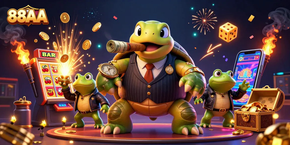 Experience thrilling wins with 88AA in a vibrant 3D casino scene packed with action.