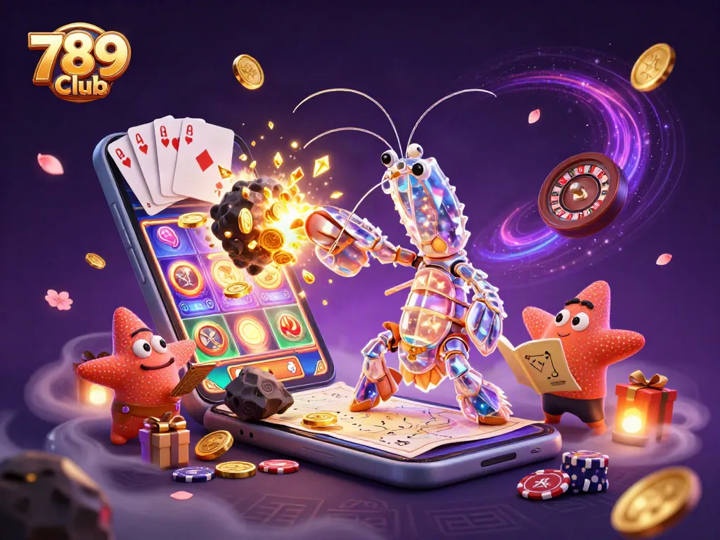 Engage in thrilling gameplay at 789 Club with vibrant casino elements and dynamic characters.