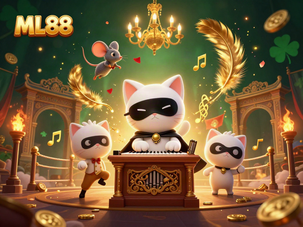 Experience the excitement of ML88 with a playful casino scene showcasing unique characters and vibrant elements.