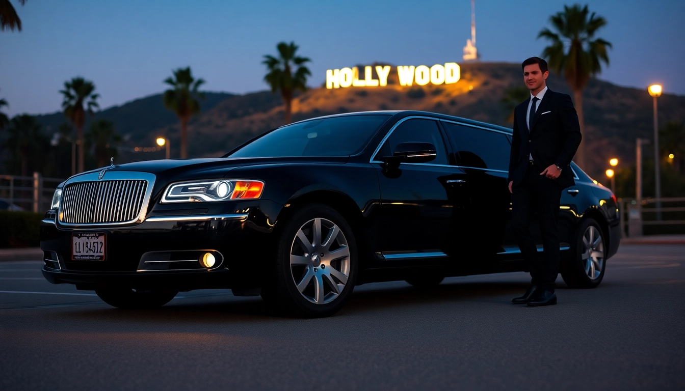 Hollywood Town Car and Limousine showcasing premium service with a luxury vehicle in Los Angeles.