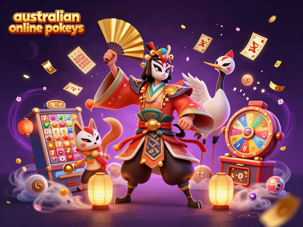 Experience Australian online pokies with dynamic slot symbols and vibrant characters in action.
