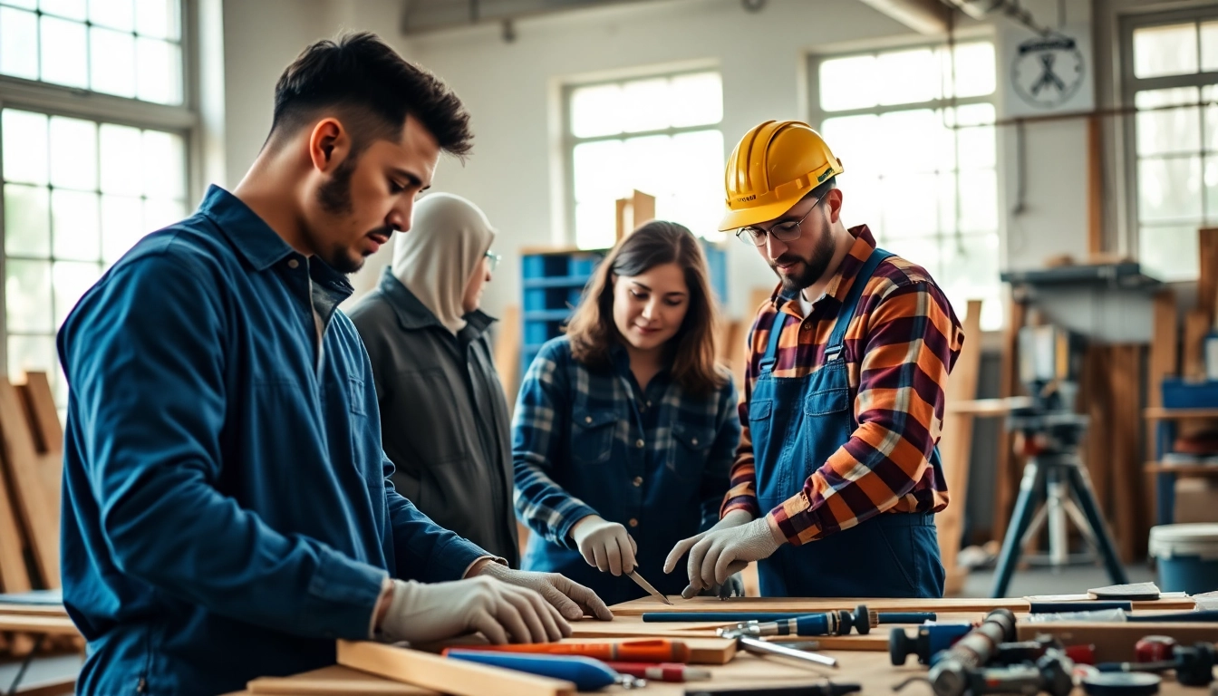 Engaged apprentices in a contractor apprenticeship program working on a project.