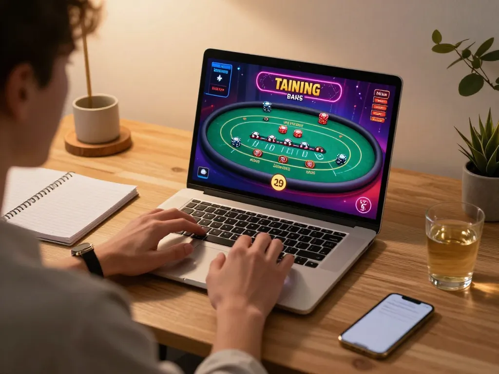 Engaged player enhances bankroll management at man club digital gaming setup.