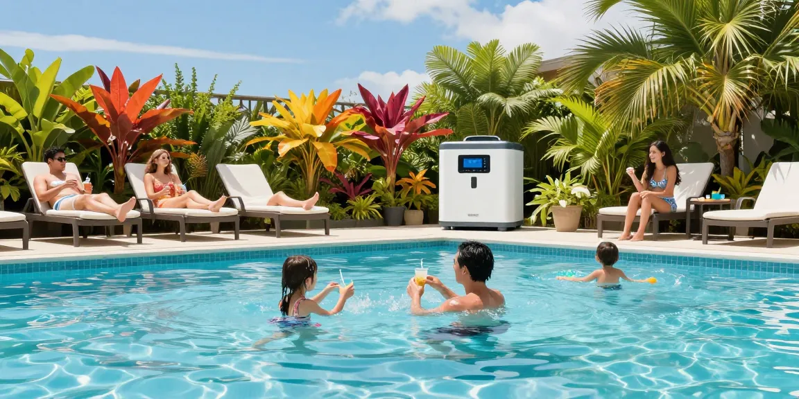 Family enjoying the best pool chlorinators in Australia while swimming in a clean saltwater pool.