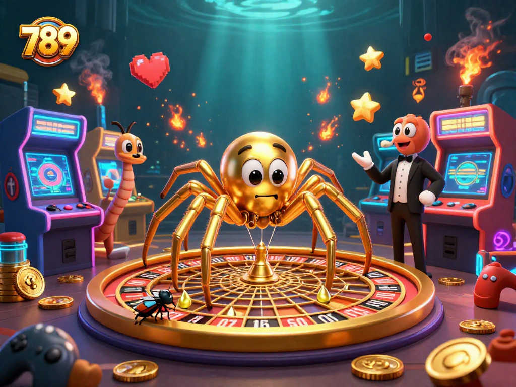 Experience the excitement of 789 betting as a golden spider spins a roulette web!