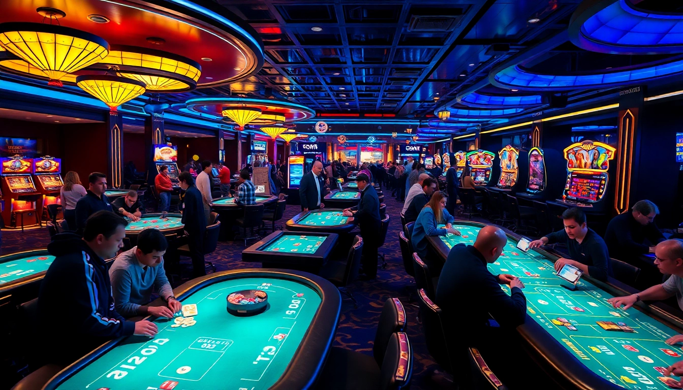 Engage with the 95x6 through immersive casino activities showcasing vibrant gaming tables.