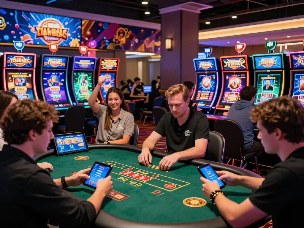 Exciting gaming atmosphere at rikvip online casino, showcasing diverse players enjoying various games.