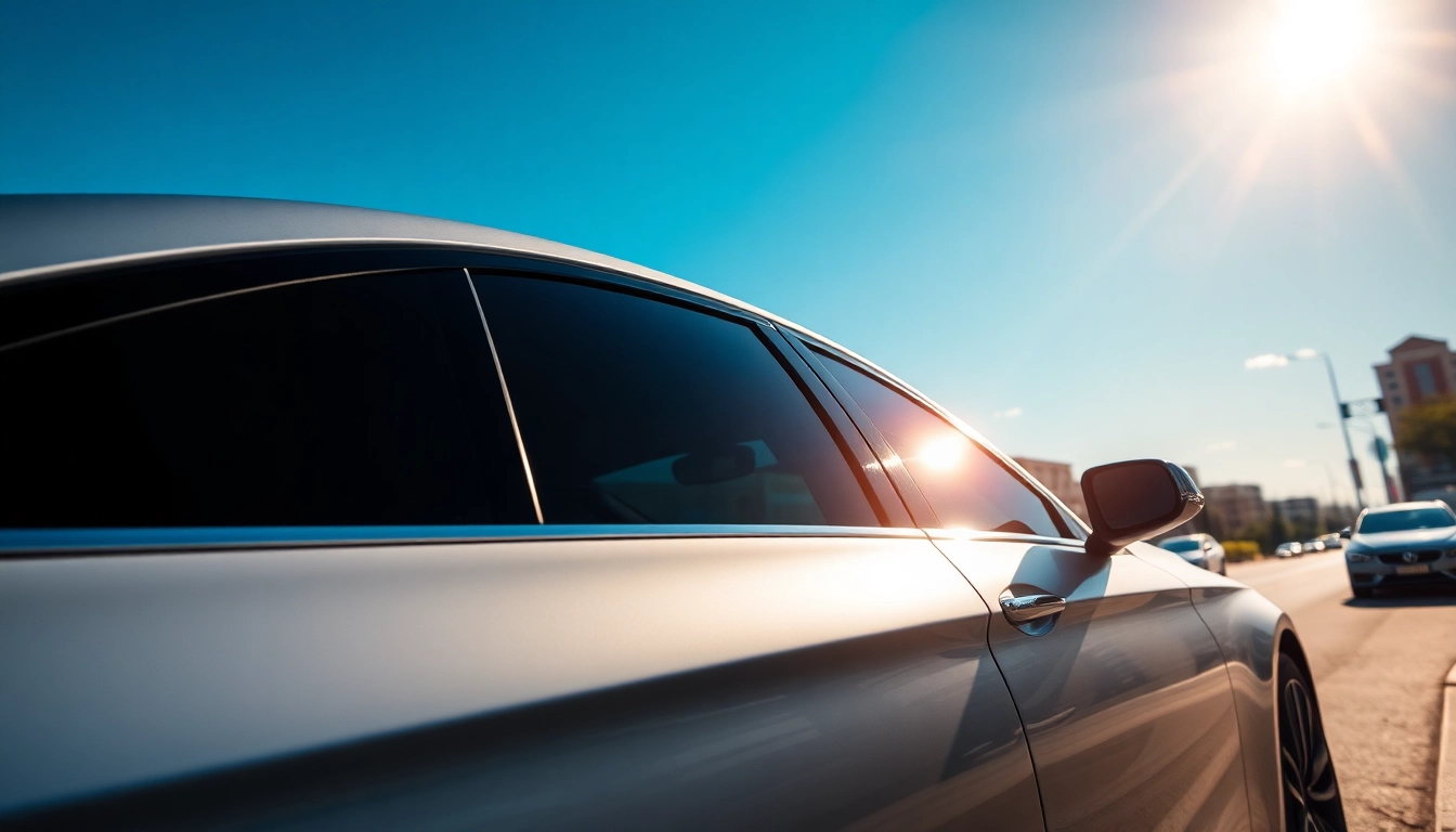 Enhance your vehicle's look with quality window tint near me showcased in this bright city scene.