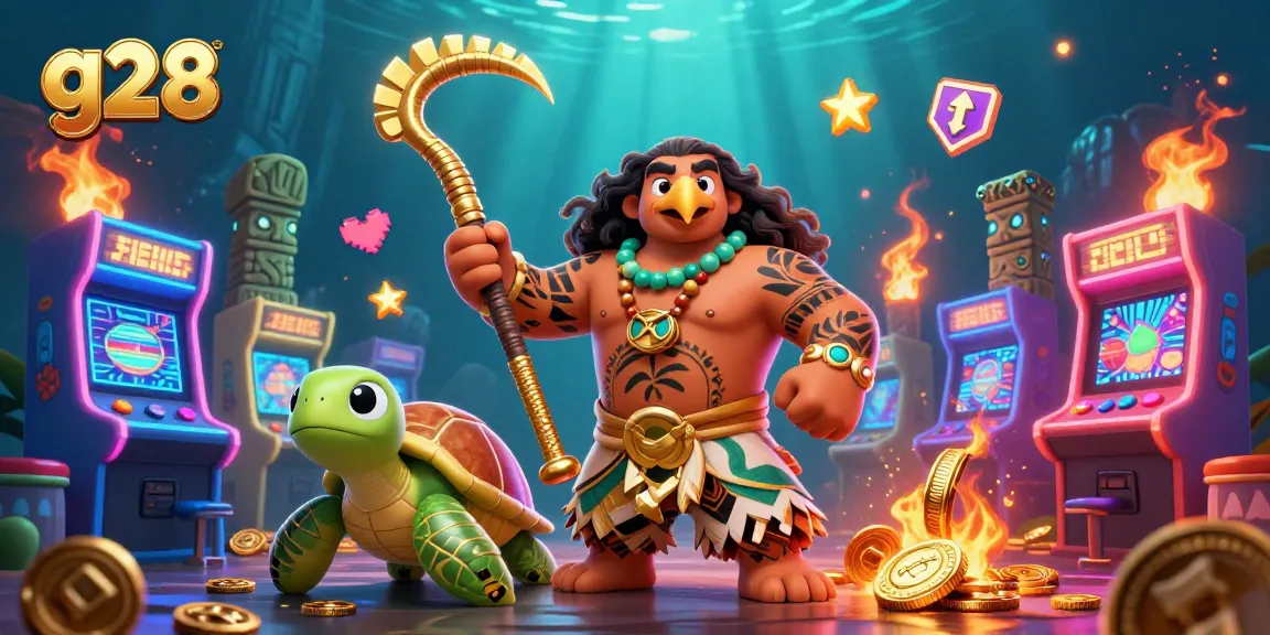 Engage in exciting gaming adventures at g28, highlighted by vibrant characters and glowing casino elements.