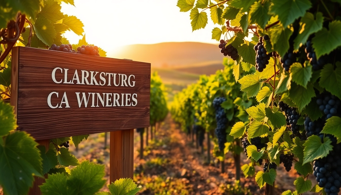 Visit Clarksburg CA wineries showcasing beautiful vineyards and ripe grapes.