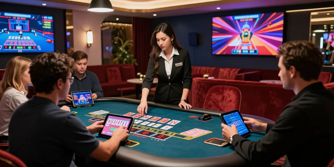 Online baccarat experience showcasing interactive gameplay, stylish dealer, and digital engagement