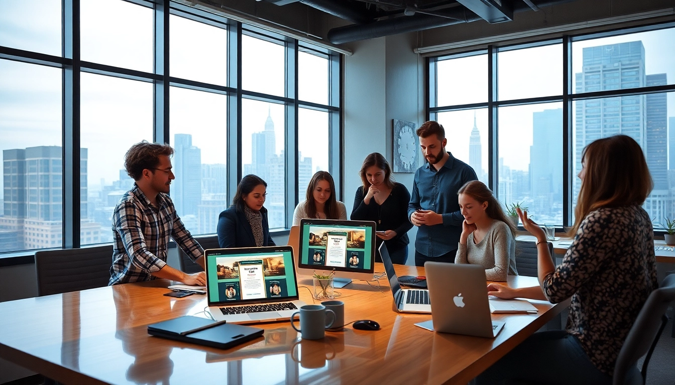 Collaborative team working on NYC website development in a modern office.