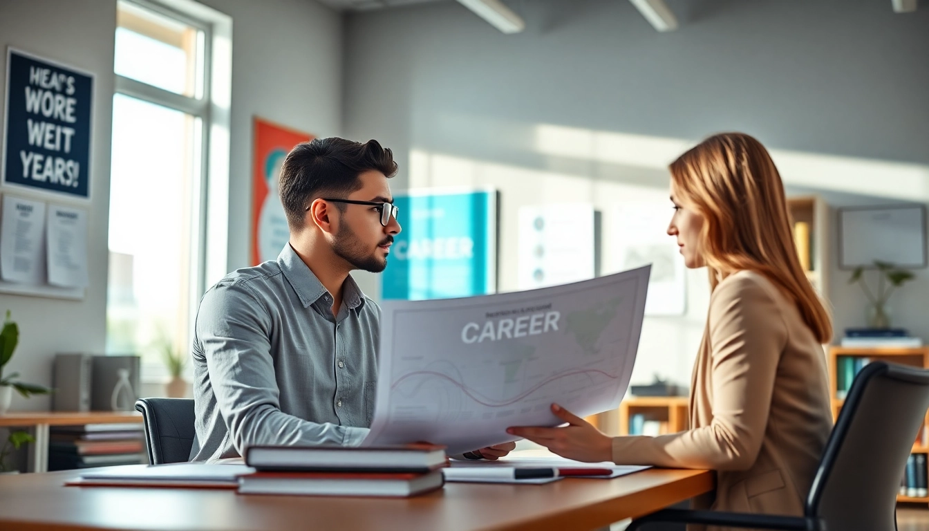 Helping find an ideal career through career counseling in a bright office environment.