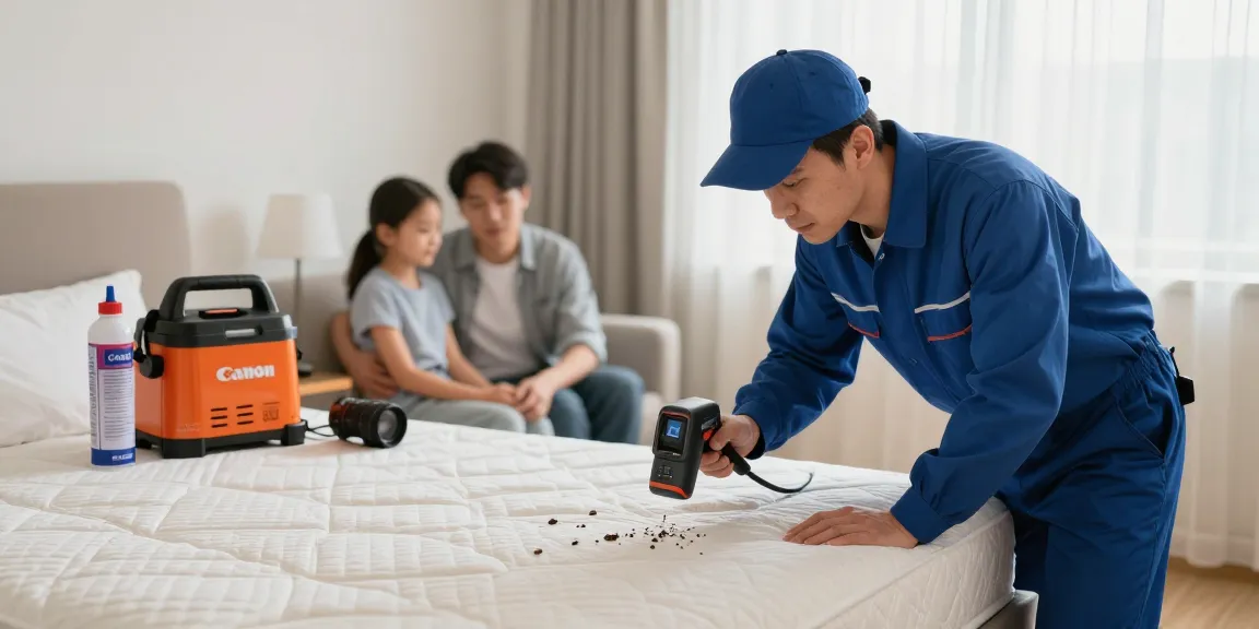 Bed bug pest control expert inspecting furniture, ensuring effective extermination services.