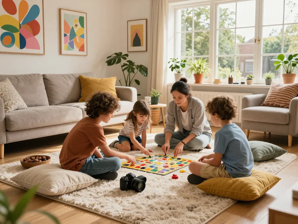 Affordable carpets London in a cozy living room where a family enjoys their time together surrounded by comfort.