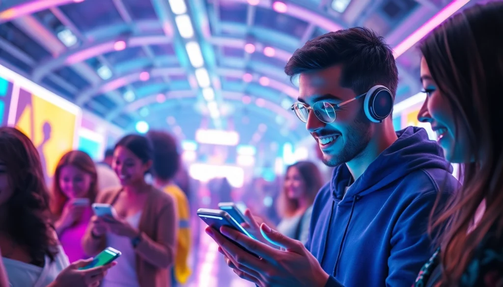 Experience the world of crush on ai with vibrant interactive AI characters in a futuristic digital landscape.