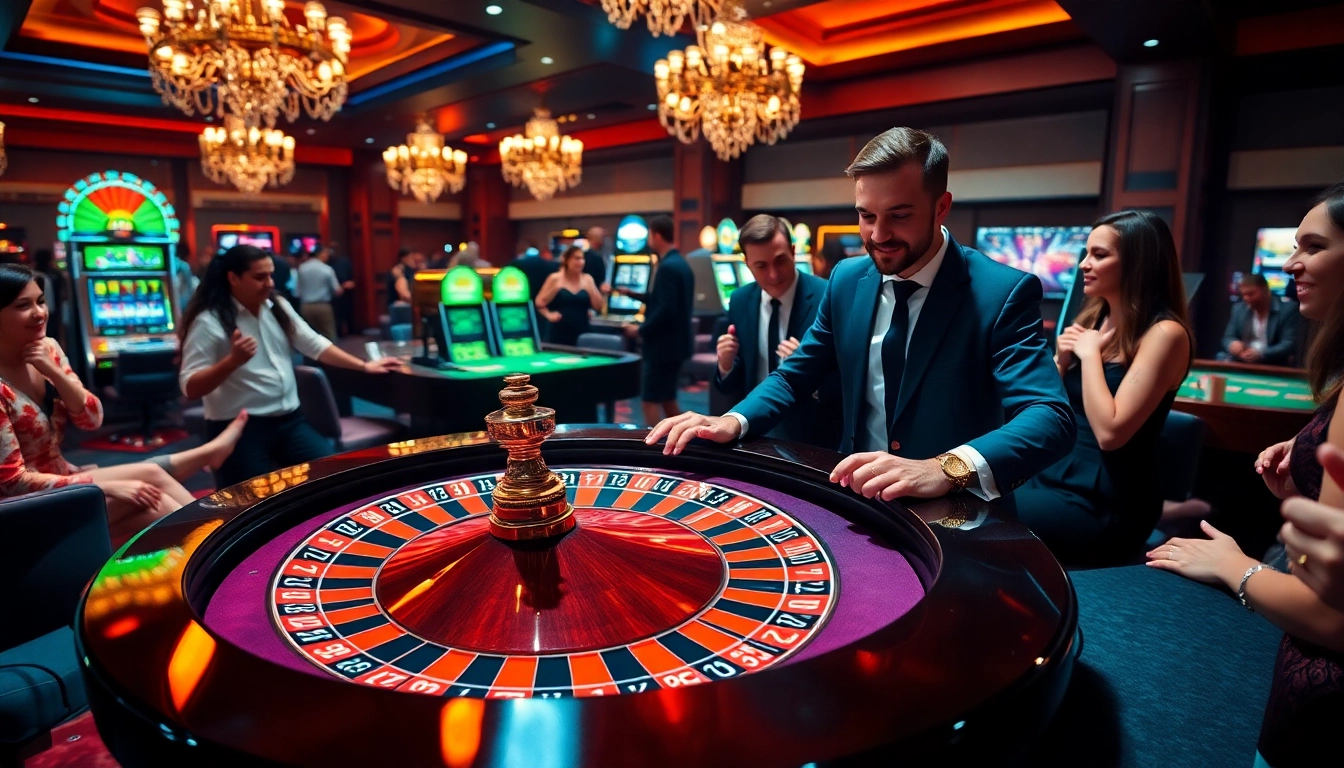 Gamblers engage in a lively roulette game at https://f168.tools/, capturing the thrill of high-stakes betting.