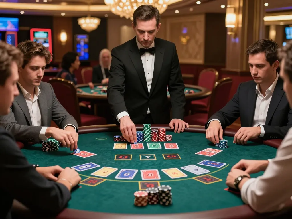 Players strategizing their bets at LV88 blackjack table, showcasing thrilling casino atmosphere.