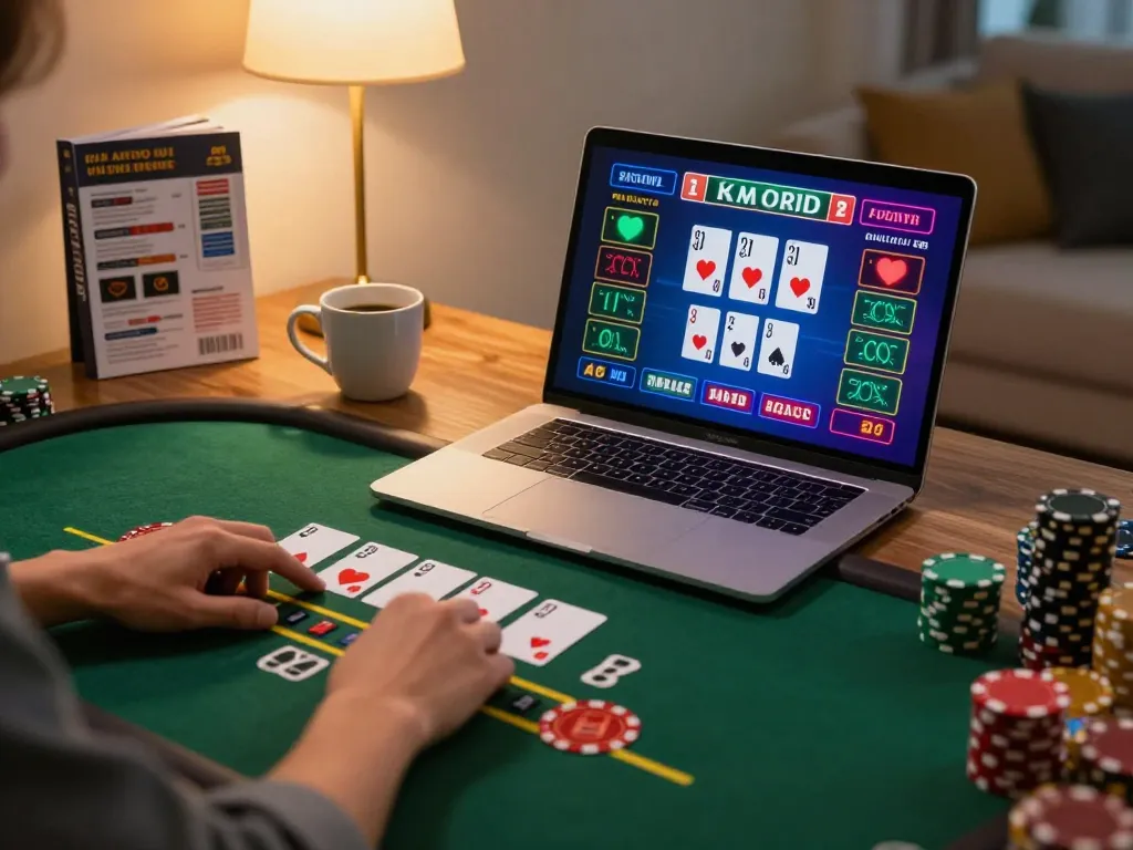 Experience casino lc88 with engaging blackjack gameplay on a laptop at home, showcasing strategic betting.
