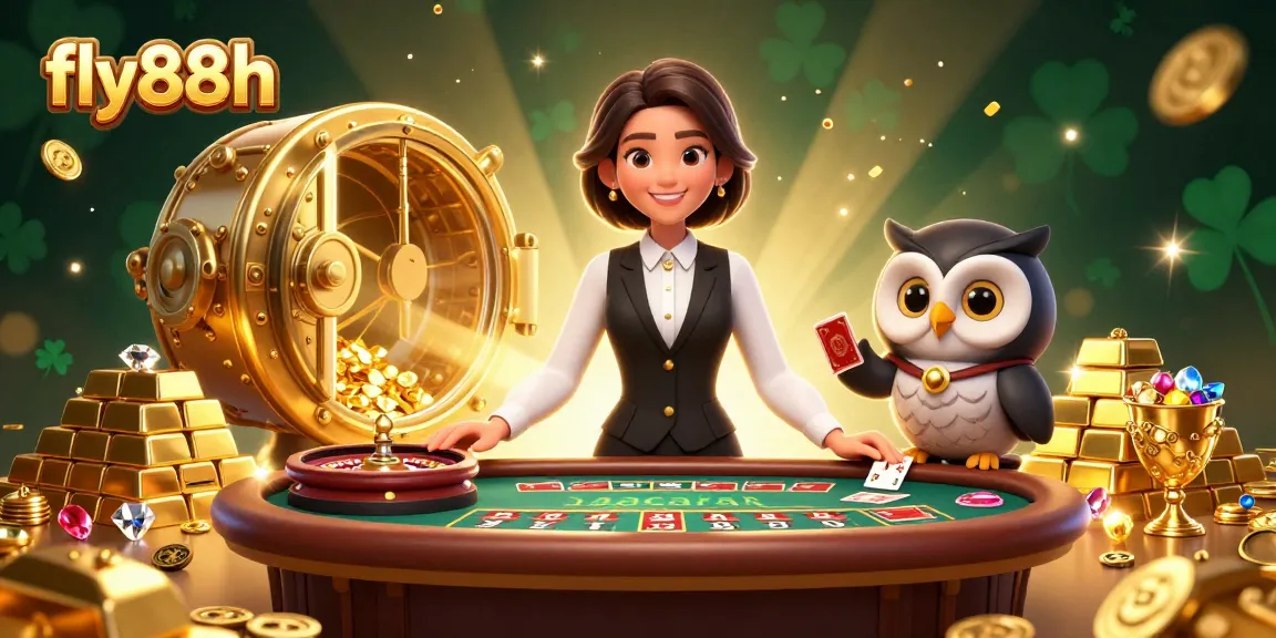 Experience excitement at fly88h casino with a captivating baccarat table scene and dazzling treasures.