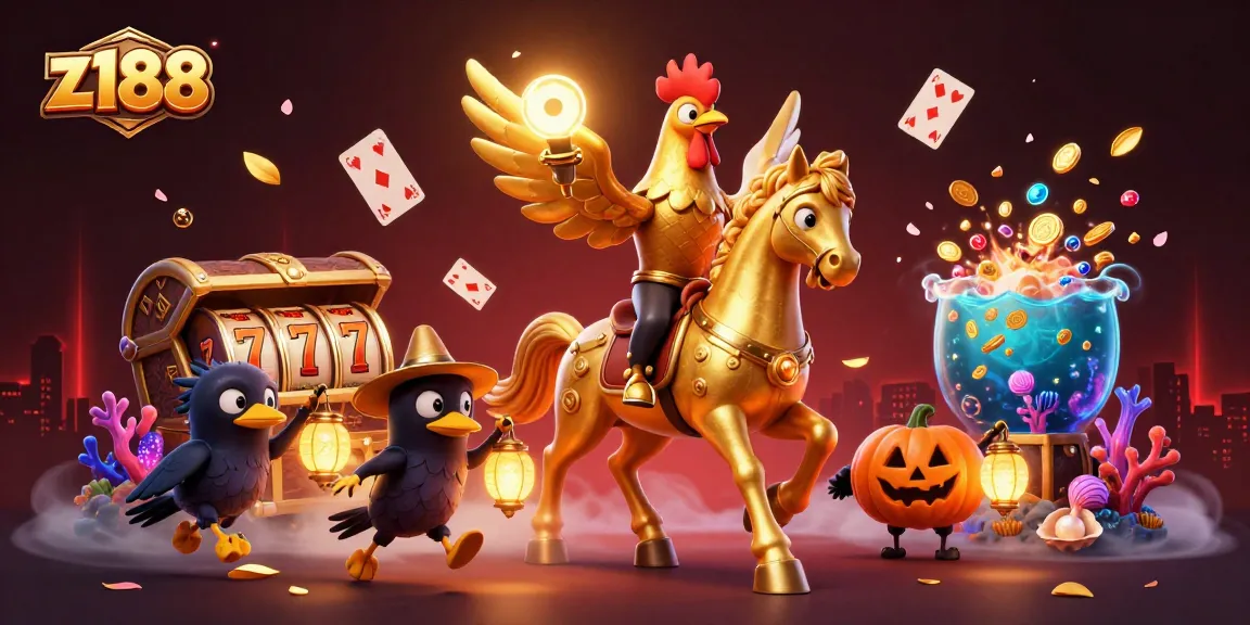 Play and win at z188 with a vibrant illustration capturing the thrill of casino gaming.